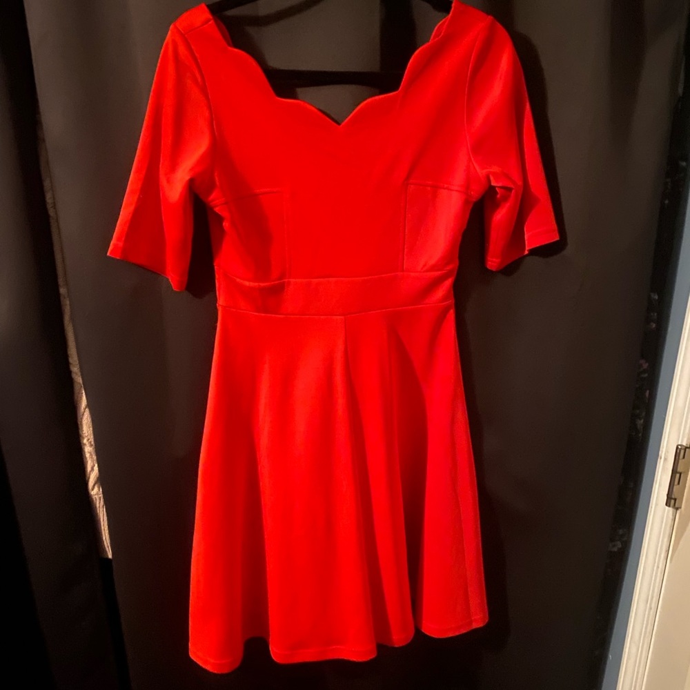 Red midi dress